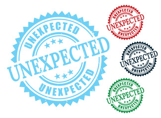 Unexpected Message Stamp Pack, Grunge Rubber Alert and Shock Vector Set  