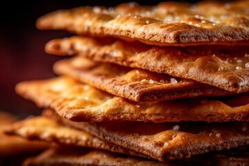 Deliciously baked crispy crackers piled high with a sprinkle of salt, perfect for snacking or appetizers