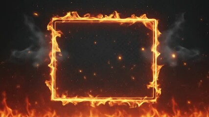 Twitch overlays with fiery rectangular frame for dark background streams. Perfect for enhancing live streaming visuals with a dynamic touch.