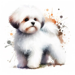 Bichon Maltese in watercolor