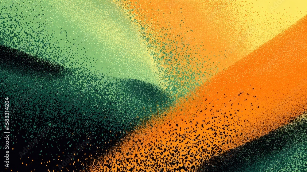 Poster spray paint strokes in orange and green form an abstract design. use as a dynamic background or for 