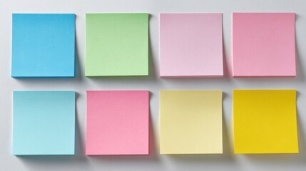 A colorful array of sticky notes arranged in neat rows