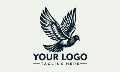 A stylized illustration of a dove in flight, ready for logo use.