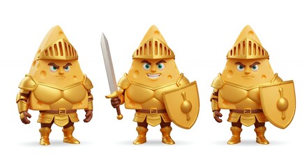 Cheese knights cartoon illustration