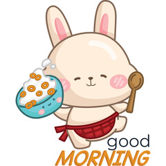 a vector of a rabbit with cereal bowl