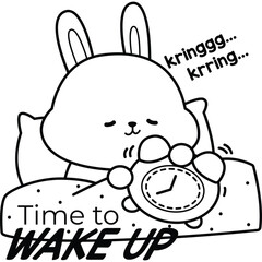 a vector of a morning alarm ringing in black and white coloring