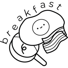 a vector of a morning egg breakfast getting cooked in black and white coloring