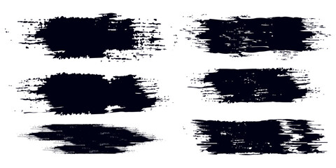 Collection of vector paint bold brush strokes, hand drawn thick grunge lines and rectangle shapes modern grunge