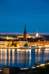 Fototapeta premium Night view of the Gamla Stan skyline, Stockholm, Sweden.