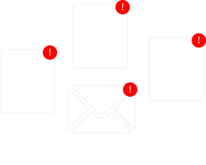 Email spam alert and cybersecurity concept