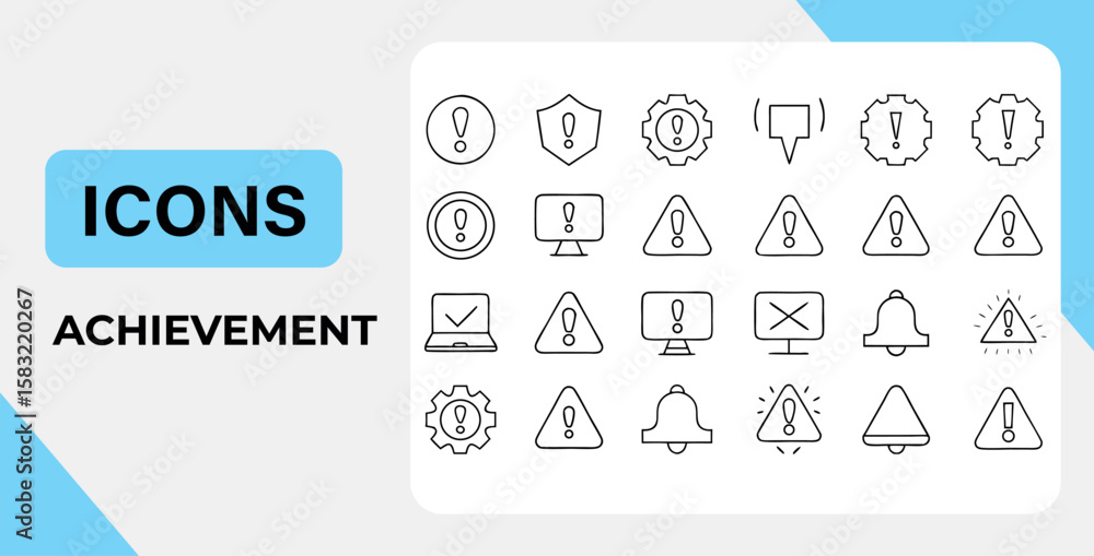 Fototapete collection of achievement icons depicting errors and notifications for user interfaces and system st