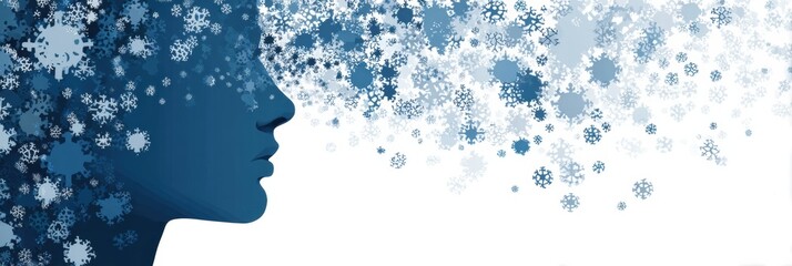 Cold Symptoms Illustrated in a Human Silhouette With a Clean Upper Area Showing the Effects of Sickness on the Body