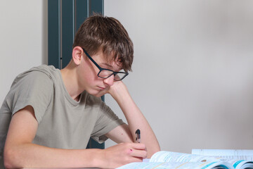Teenage boy doing home work