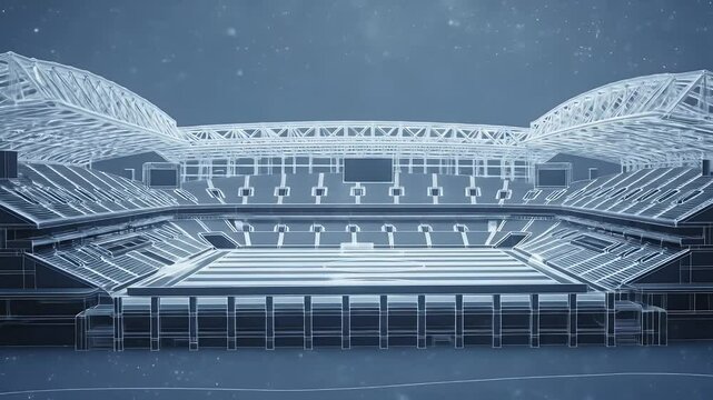 Stadium Blueprint Rotating Architecture Visualization