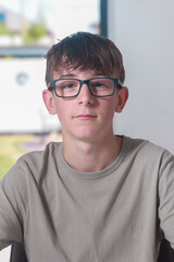 Teenage boy doing home work