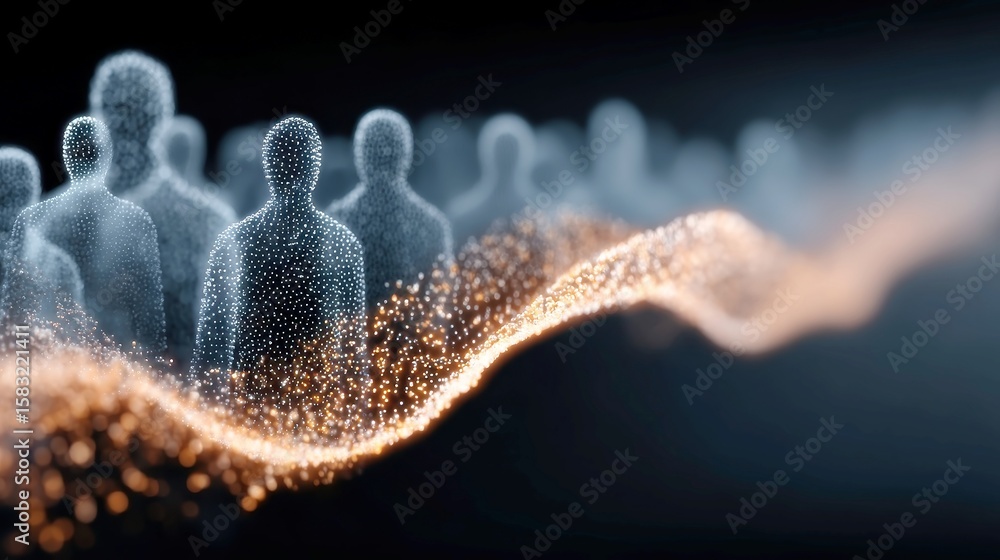 Poster global digital avatar network, vibrant streams of data connecting diverse virtual identities, showca