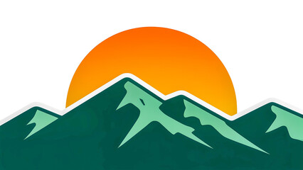 Mountains against the sun. Vector minimalism.