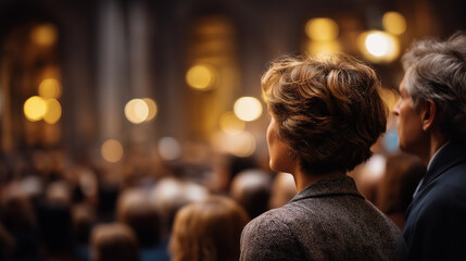 An engaging scene with curious people in soft lighting