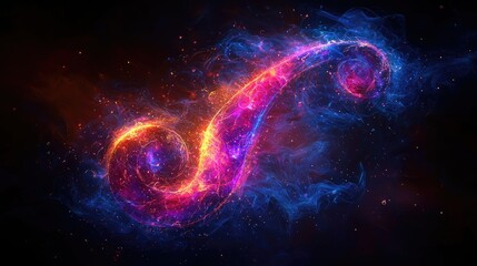 Vibrant swirling abstract design with particles.