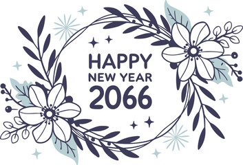 vector floral frame happy new year 2066