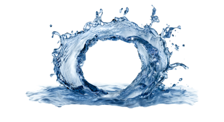 Water splash in the shape of an O isolated.