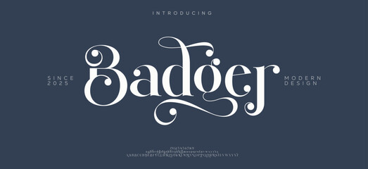 Luxury serif font in modern style. Elegant wedding alphabet letters font and number. Typography Luxury classic lettering serif fonts decorative vintage retro logo concept.