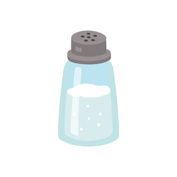 Salt shaker vector isolated on white background. Simple flat illustration of meal salting, cooking design.