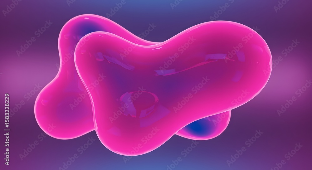 Fototapete abstract digital rendering of two interconnected, fluid-like shapes in shades of pink and purple, wi