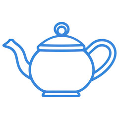 Obraz premium Blue Outline Teapot Illustration
