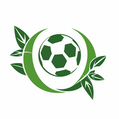 Obraz premium Green soccer ball encircled by stylized leaves, a logo design for a sports team or organization.