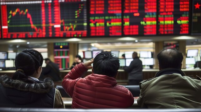 The stock market hums with relentless energy: traders shout over clattering keyboards, screens flash with fluctuating numbers, and graphs zigzag like lightning bolts across monitors. Phones ring nonst - Powered by Adobe