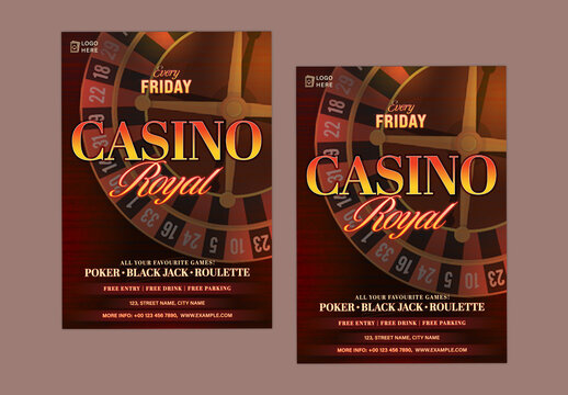 Casino Night Flyer &ndash; A4 CMYK Printable Template for Poker, Blackjack & Roulette Events
