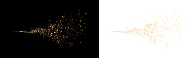 Golden glitter curve with radiant sparks and glowing dust. This PNG is perfect for festive overlays, luxury photo designs, or New Year compositions.