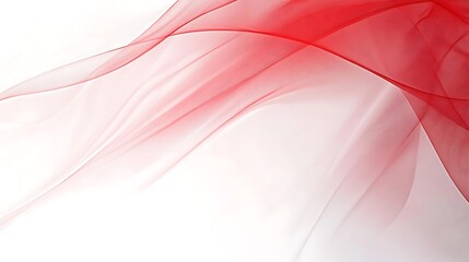 Fototapeta premium Red translucent flowing fabric on white background