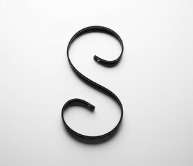Naklejka premium Lanyard Curled Like A Letter S Centered On White Surface Simple Lighting