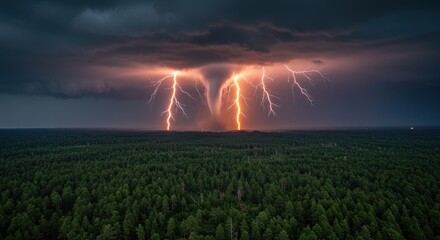 Obraz premium Storm over forest