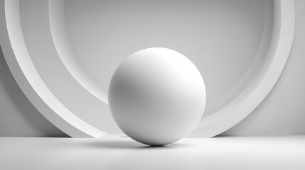 Centered Abstract Sphere Minimal Style White Background Crisp Render Modern Design Element