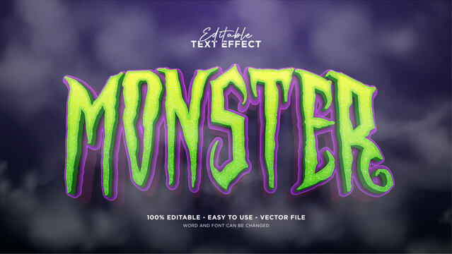 Editable Halloween 3d text effect, Scary monster text style effect