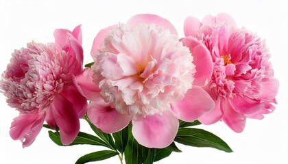 pink peony flowers isolated