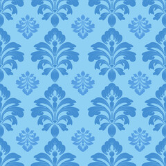 seamless damask pattern with blue abstract floral, vintage style, vector illustration elegant for textile, wall paper, rug, scarf, curtains, cushion cover, upholstery fabric, fashion, baroque style