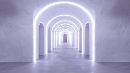 Fototapeta premium Empty, glowing arch hallway