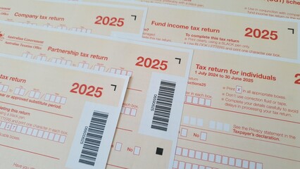 Set of Australian tax forms for the year 2025