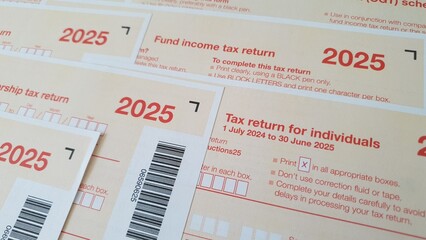 Set of Australian tax forms for the year 2025