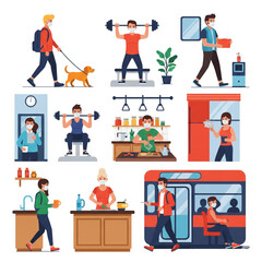 Icon Set of Professions Wearing Antivirus Masks 2.eps