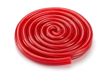 Red Licorice Candy Swirl Isolated on White spiral sweet