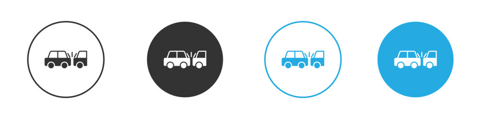 Rear end collision icon, simple flat style, illustration, logo sign symbol pictogram template, for ui or ux.