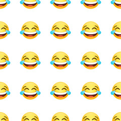 Tears Joy Icon Emoji Pattern Design. Seamless Background Symbols. Emoticon Illustration Design Vector.