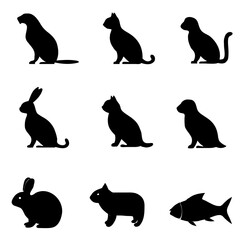 Black Animal Silhouettes Collection rabbit