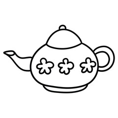 Hand drawn doodle teapot on white background.