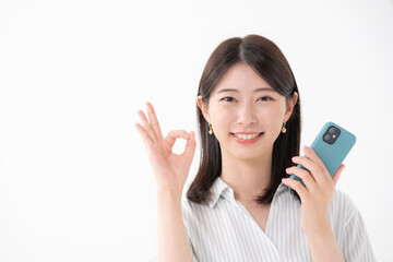 女性　スマートフォン　スマホ　OK